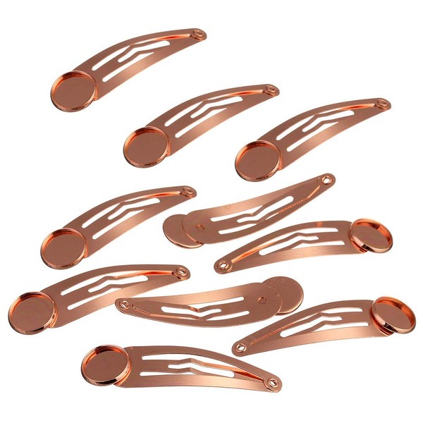 10 Pieces Metal Snap Hair Clips with Round Tray BB Hair Clips with Blanks Tray Non Slip Hair Barrettes with 12mm Round Tray for DIY Hair Accessories Making, Rose-Gold