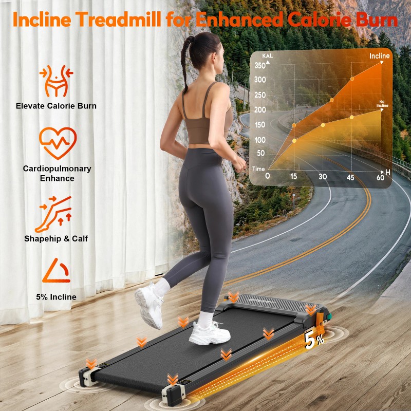 Akluer ping Office Under Desk Walking Pad Treadmill 2.5HP Home