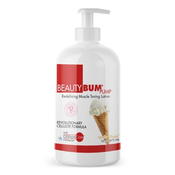 BeautyFit BeautyBum Pump Redefining Muscle Toning Lotion - Tightens Skin and Improves Appearance - Enhances Natural Elasticity and Firmness - Sculpt and Tone Problem Areas - Vanilla Shuga - 472 ml