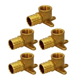 Supply Giant QGEM3412-5 PEX Barb X FIP 90 Degree Drop Ear Elbow Pipe Fitting 3/4" X 1/2" Brass (Pack of 5), 3/4x1/2