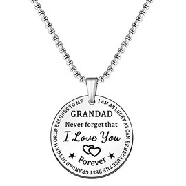 SMARGO Father's Day Gifts For Grandad Necklace From Grandchildren Granddaughter Grandson I Am As Lucky As Can Be Because The Best Grandad In The World Belongs To Me