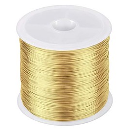 MIKIMIQI Jewelry Wire - 328Ft, 26 Gauge, Tarnish Resistant, Copper, 0.4mm X 100m (Gold)