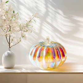 Romingo Colorful led Pumpkin with Timer Holiday Light up Decorations 6hour Timer Function Glass Pumpkin Children's Rooms Decor.