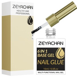 ZEYACHAN 15 ml Nail Glue for Artificial Nails, Extra Strong, 6-in-1 Nail Glue Gel UV, Gel Nail Glue Nail Glue for Tips, for Transparent Fake Nails, Nail Glue with Brush, Need Curing Under UV Nail