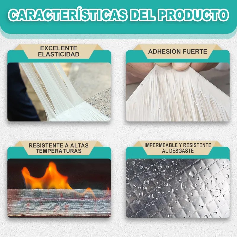 Cinta Adhesiva Aluminio Butilo Impermeable Con Cuchillo 10m