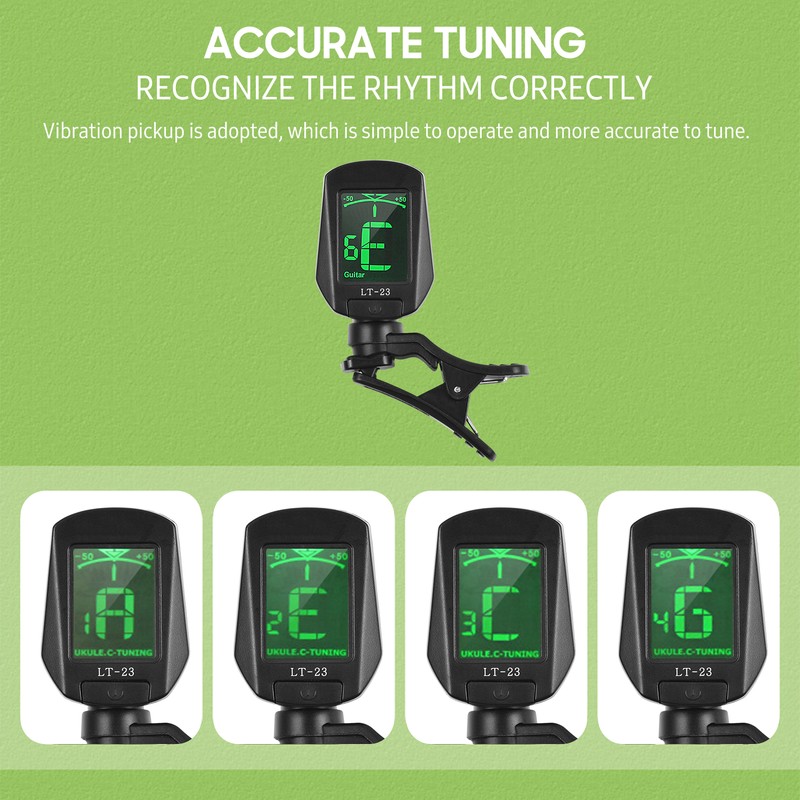 Guitar Tuner Clip-On Tuner Digital Mini Electronic Tuner with LCD