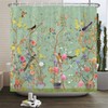 Shower Curtain, Green Bird Floral Leaf Shower Curtains, 180x180cm (71x71Inch)