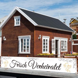 LAMEK Newly Married Banner Wedding Banner 300 x 50 cm Wedding Background Extra Long Wedding Decoration Vintage Wedding Ceremony Hanging Decoration for Couples Bridal Shower Wedding