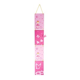 Children's Wooden Height Chart Pink Princesses for Girls Nursery