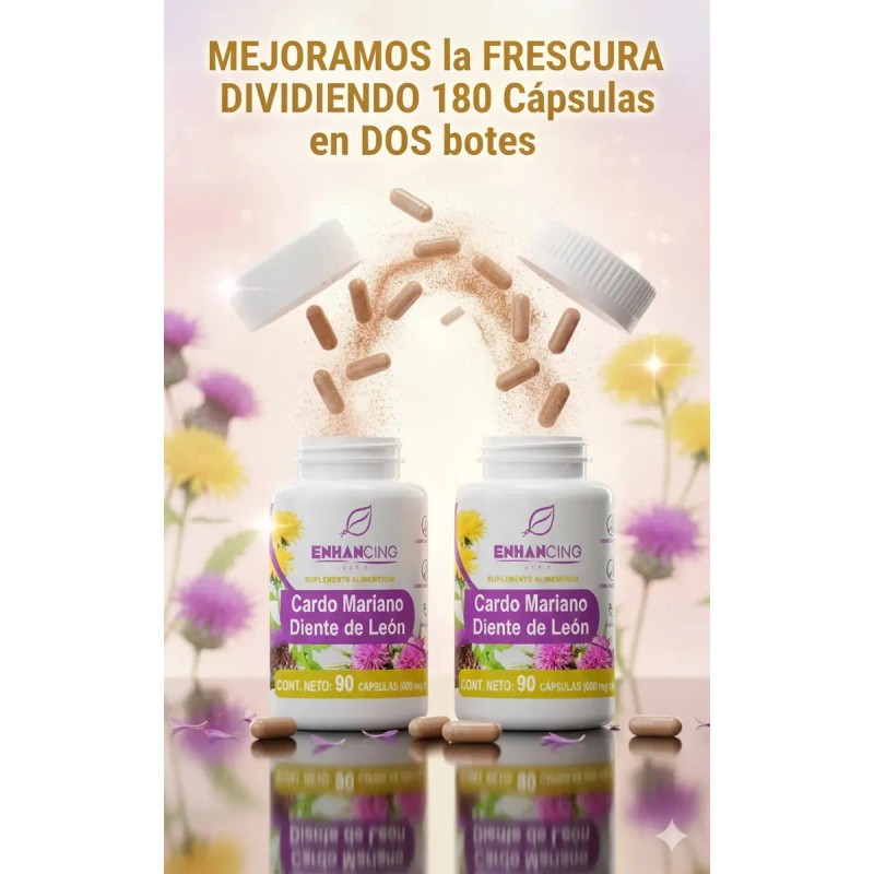 Suplemento Cápsula Enhancing Life Cardo Mariano Diente Leon 600mg