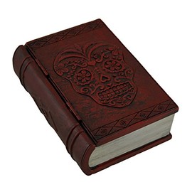 Zeckos Dark Red Day of The Dead Embossed Sugar Skull Book Look Trinket Box