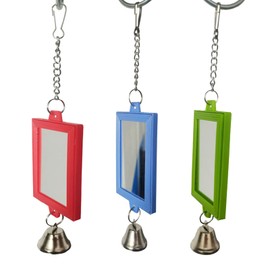 1pc Bird Mirrors for Cage Acrylic Mirror with Edge Metal Hanging Loop Keeping Birds Occupied and Engaged Parrot Mirror for Cage