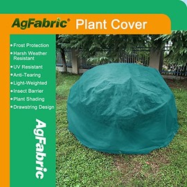 Agfabric Plant Covers Freeze Protection Dia11' Plant Winter Cover Freeze Cloths for Plants Drawstring Bags Shrub Jacket Warm Blanket,Dark Green