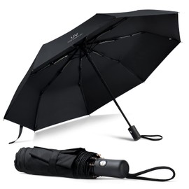Vicloon Pocket Umbrella, with Stainless Steel Ribs, Compact, Folding UV Umbrella for Adults and Children, Stormproof, Stable, Elegant black