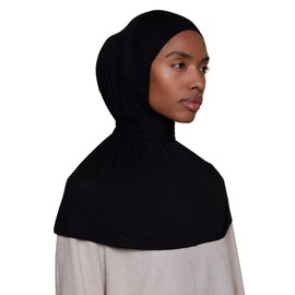 Voile Chic Instant Hijab Scarf for Women - 2-Piece Amira Slip-On Premium Jersey Hijab Scarf Wrap - Black