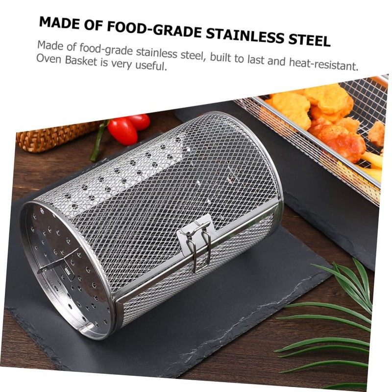 Mipcase Stainless Steel Rotisserie Grill Basket with Movable Door Versatile