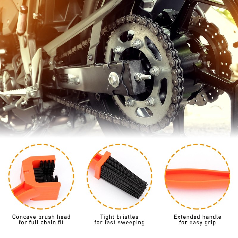Dickno 2 PCS Motorcycle Chain Brush, Bicycle Chain Cleaning Brush