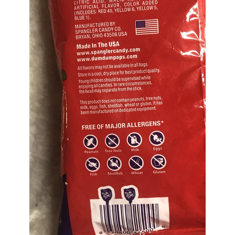 Dum Dums Original Mix Lollipops 4.8oz-Free From Mayor Allergens. Bonus