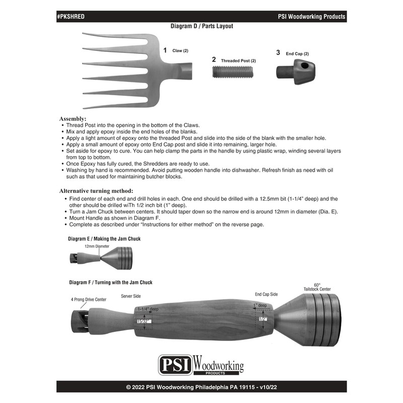 Penn State Industries PKSHRED Meat Shredder Claws Kit Woodturning Project
