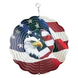 Next Innovations Eagle Flag Wind Spinner - 6" Bird Metal Yard Art, Animal Backyard Decor, Eagle Garden Decorations, Durable Powder-Coated Steel Garden Decor with Swivel for Indoor or Outdoor Use