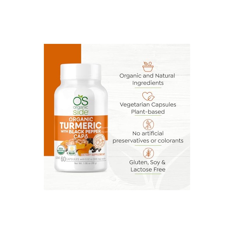 TURMERIC Y PIMIENTA NEGRA ORGÁNICO 60 CÁPSULAS - ORGANIC SIDE
