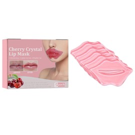 Collagen Crystal Lip Mask Set, Lip Mask Set, Lip Masks, Moisturising Nourishing Lip Plasters, Cherry Lip Mask Pads, Filling Masks for Lips, 5 Pieces