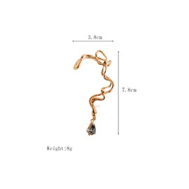Irregular Waterdrop Rhinestone Dangle Statement Ear Cuffs Earrings for Women,Non-Pierced Clip On Cartilage Climber Earrings Jewelry Gifts (Gold)