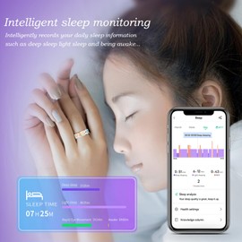 BOKORLUM Smart Ring Health Tracker,withHeart Rate,Sleep Tracker,Step Counter,8 Exercise Modes,5-7Day Battery Life, IP68 Waterproof, No Subscription Fee,Crystal Magnetic Charging Case (#11)