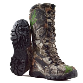 R RUNFUN Men's Waterproof Hunting Boots Snakeproof Boots Lightweight Side-Zip Mud Boots, 16 Inches Non-slip Outdoor Shoes(RF2010-16GN, Size 11.5)