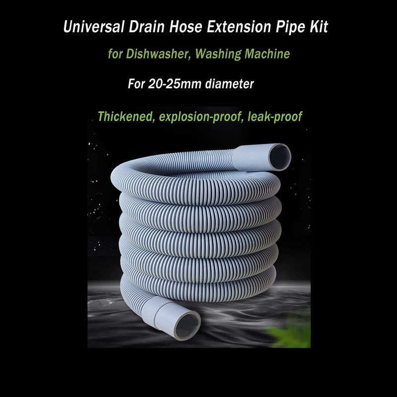 2m Universal Drain Hose Extension Pipe Kit, Replacement Drain Hose