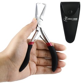 Professional Hair Extension Tools Microlink Bead Remover Plier for Hair Extensions Removal Micro Ring Beads Opener 5.5 Inch Pliers Silver Polish Stainless Steel (with Black Rubber Grip)
