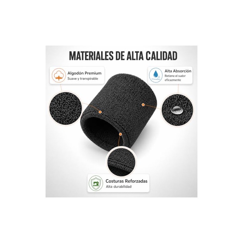 Muñequeras de Sudor – 6 Piezas Deportivas Elásticas de Algodón