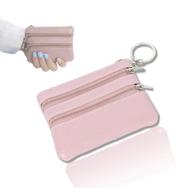 Aiailikill Small Purse for Women with Card Holder & Coin Purse, Pink Travel Money Bag, Zip Closure Compact Wallet for Cards Keys Coins (12x9x1cm PU Leather)