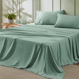 Bedsure Queen Sheet Set - 4 Pieces Soft Queen Size Sheets - Breathable & Cooling - Hotel Luxury - Easy Care Polyester Microfiber Bedding for Women, Men, Mint Green