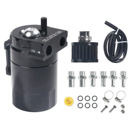 AOCISKA Aluminum Oil Catch Can,Baffled Oil Catch Can Kit,300ml Oil Reservoir Tank,Oil Separator Catch Can with Hose Kit,Universal Oil Catch Can Tank Polish Baffled Reservoir (Black1)