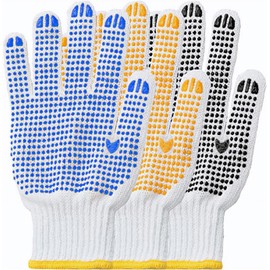 Maeline Bulk Safety Protection Work Gloves with PVC Grip for Painter Mechanic Industrial Gardening Construction Men, Women