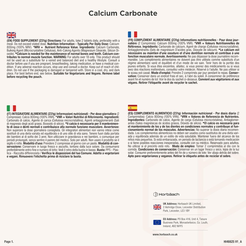 Calcium High Dose Tablets 800 mg | Made of Calcium