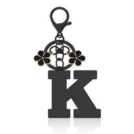 Alphabet Initial Letter Keychain Letter Keyring for Women A-Z Alphabet Initial Letter Key Chain Gifts with Cute Flowers Pendant Metal Letter Initials Charms for Purse Handbags Backpack Keyring(K)
