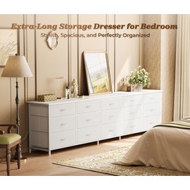 Huuger 78.7 inch Long Dresser for Bedroom, Extra Large TV Stand for 65, 75, 85 inch TV, 15 Drawer Dresser for Closet, Wide Chest of Drawer with Storage, Low Entertainment Center, White