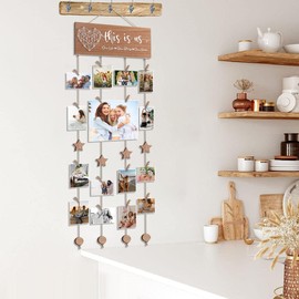 Picture Frames, Mother’s Day Gifts for Mom Women, Housewarming Wedding Gifts for Couples, New Home Decor, Wall Gallery Photo Frame, Rustic Farmhouse Hanging Photo Holder