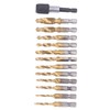 13Pcs/Set Combination Drill Tap High Speed Steel Titanium Plated Hex