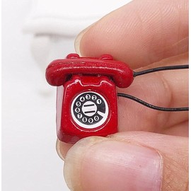 EatingBiting 2pcs 1:12 1/12 Scale Miniature Mini House Decoration Set Figurines Vintage Retro Micrphone Phones Figurines Ornaments Miniature Telephone Accessories