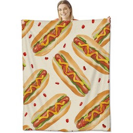 Hot Dog Blanket for Kids Adults, Soft Lightweight Hot Dog Throw Blanket for Sofa Bed Traveling Camping Hot Dog Gifts Idea Hot Dog Decor 50x60 inches
