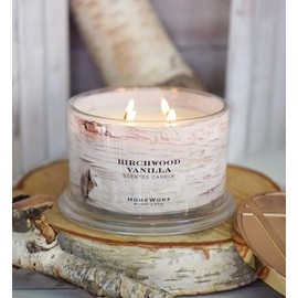 HomeWorx by Slatkin & Co - Birchwood Vanilla - Premium Scented 18oz 4 Wick Candle - Long-Lasting Jar Candle, 30-55 Hours Clean Burn Time - Birchwood, Vanilla, Jasmine, & Cedarwood