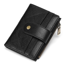 GAEKEAO Small Wallet for Women Leather Bifold RFID Blocking Slim Credit Card Holder Multi Card Case Zipper Coin Pocket with ID Window