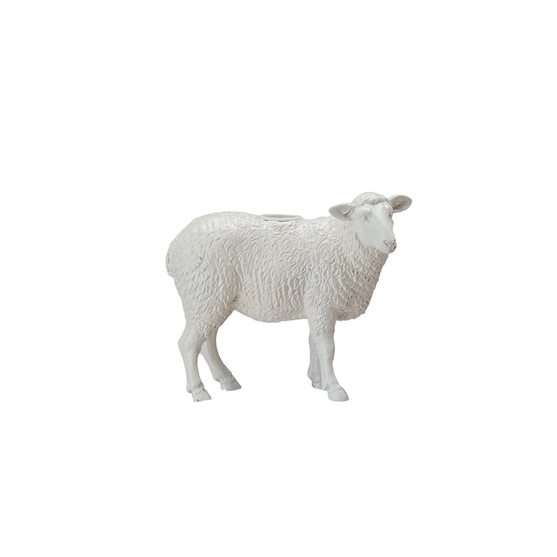 Creative Co-Op Pastoral Elegance Sheep Taper Holder, White