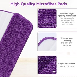 16.5 inch Microfiber Mop Pads for Rubbermaid Reveal Spray Mop and Any 16.5" Flat Mop - 6 Pack 13''-15'' Spray Mop Pad Reusable Washable Replacement Refills - Purple & Yellow