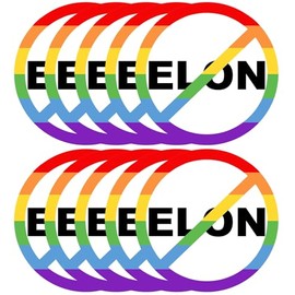 10 Pack Anti Elon Felon Round No Rainbow Bumper Stickers Reflective Vinyl Sticker Laptop Decal Car Bumper Window Waterproof Sticker