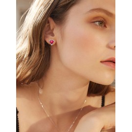 ChicSilver Ruby Earrings for Women 925 sterling Silver July Birthstone Earrings Sparkling Cubic Zirconia Clip On Earrings