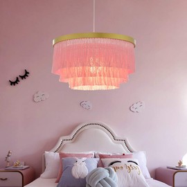 Saimmaa Romantic Tassel Pendant Lighting Chandeliers Creative Modern Ceiling Lights 3 Tiers in Pink